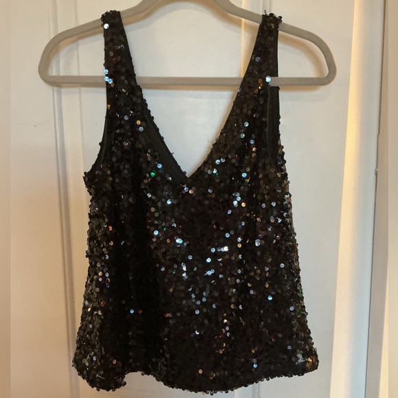 H&M Black Sequin Tank Top NWOT Size Small - Picture 2 of 8